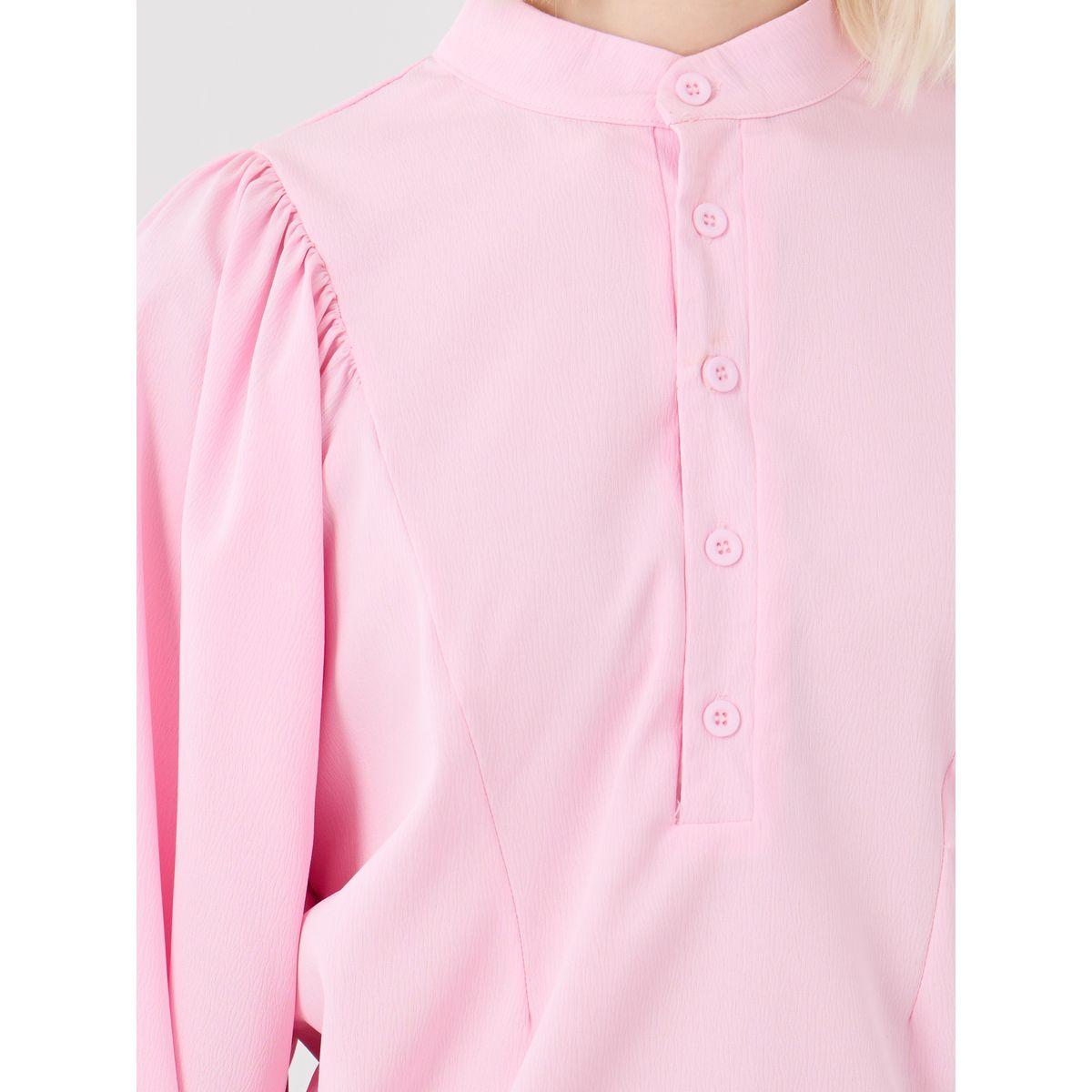 بلوزة سادة بأكمام بالون مع أزرار-women-clothing-shirtsandblouses-blouses-image-3