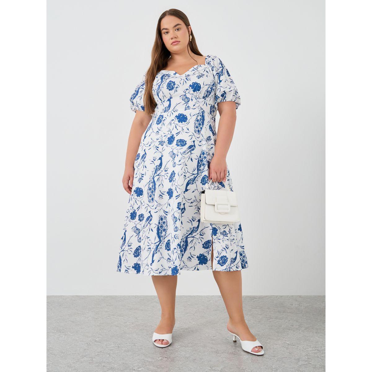 فستان ميدي بمقاس كبير وأكمام منفوخة-women-clothing-dresses-image-3