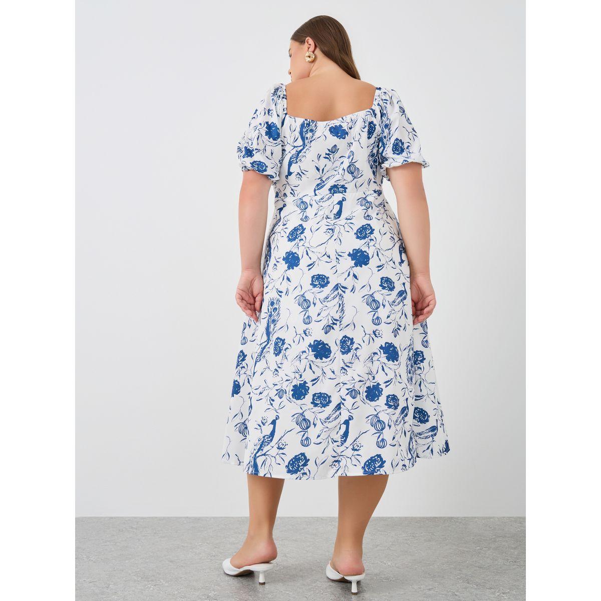 Styli Plus Size Puff Sleeve Printed Midi Dress-women-clothing-dresses-image-5