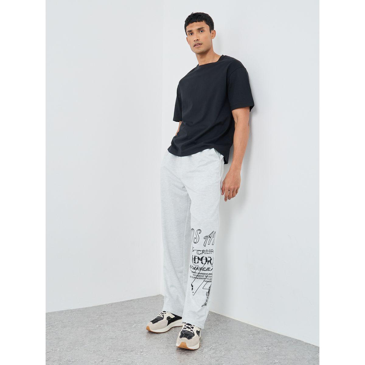 Styli Oversized Open Hem Joggers with Placement Print Detail-men-clothing-bottoms-joggers-image-2