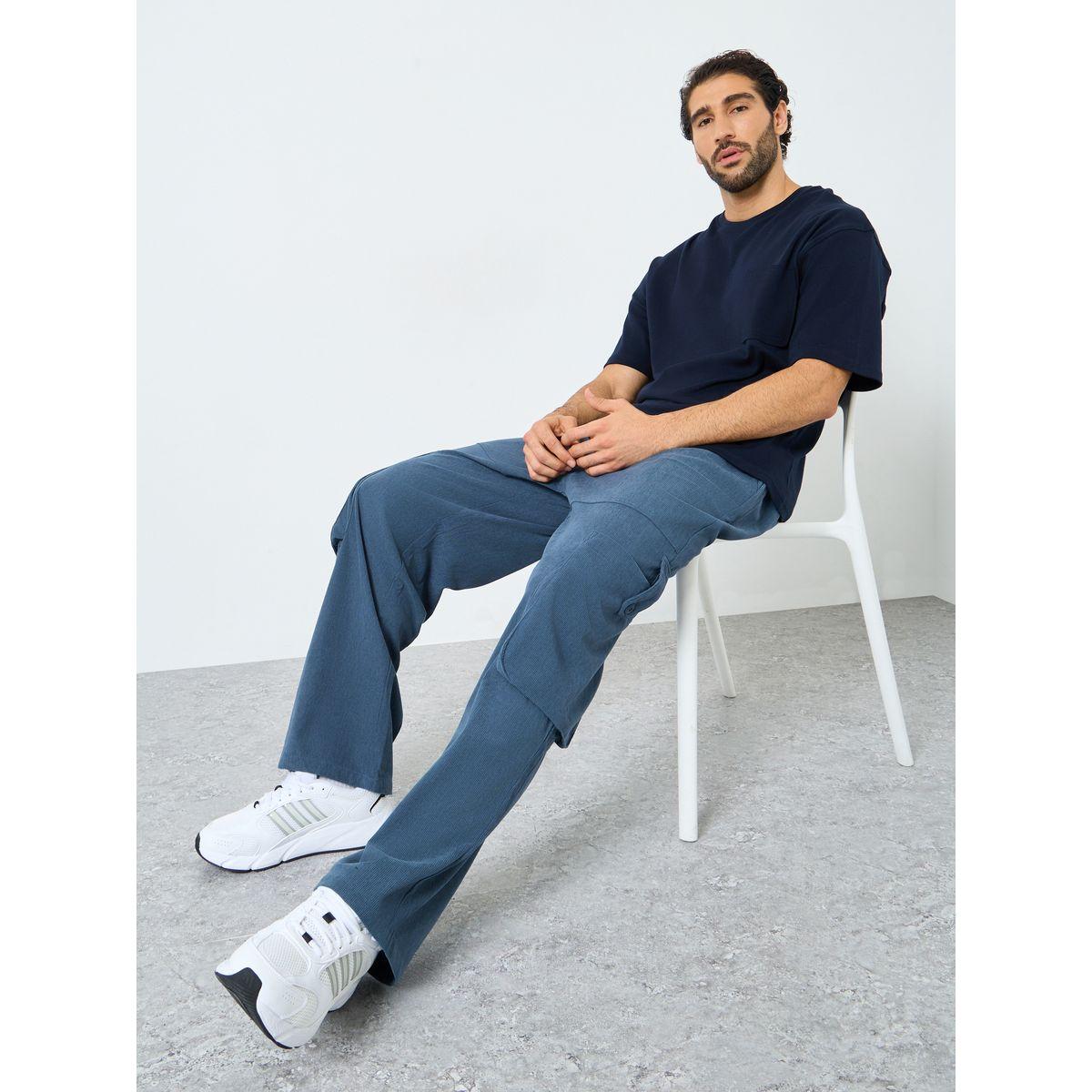 Styli Plain Oversized Fit Cargo Joggers-men-clothing-bottoms-joggers-image-1