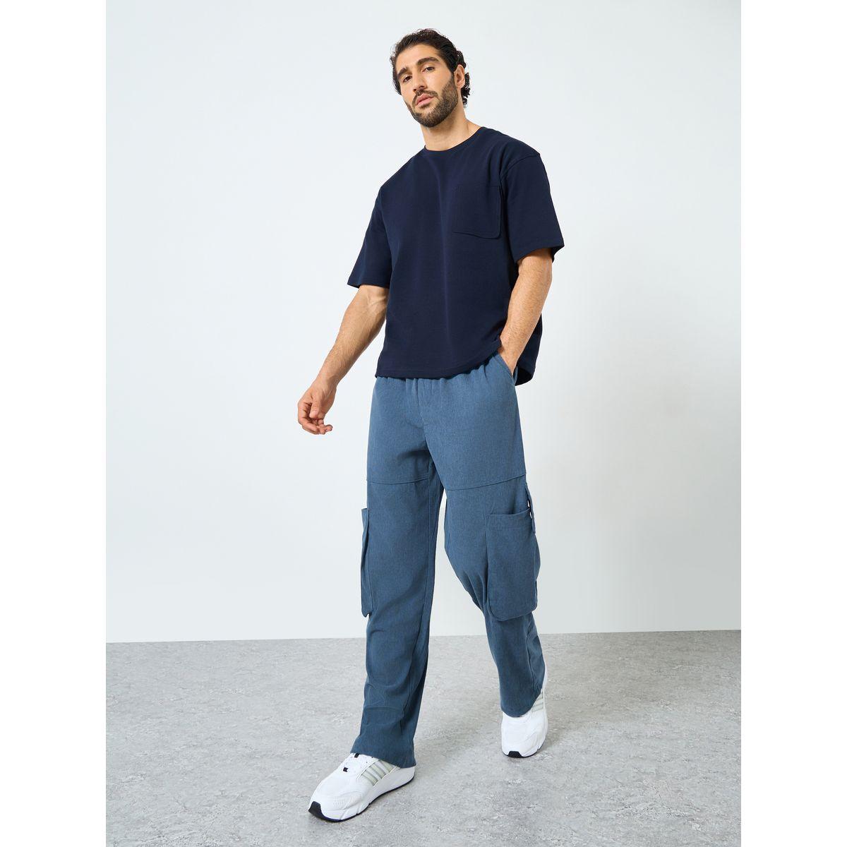 Styli Plain Oversized Fit Cargo Joggers-men-clothing-bottoms-joggers-image-3
