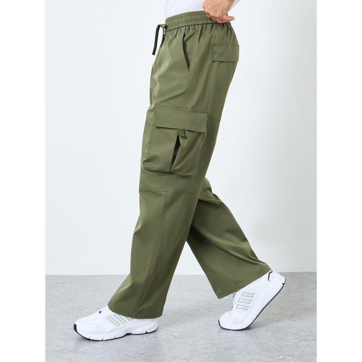 Styli Men Olive Woven Relaxed Fit Cargo Joggers-men-clothing-bottoms-joggers-image-1