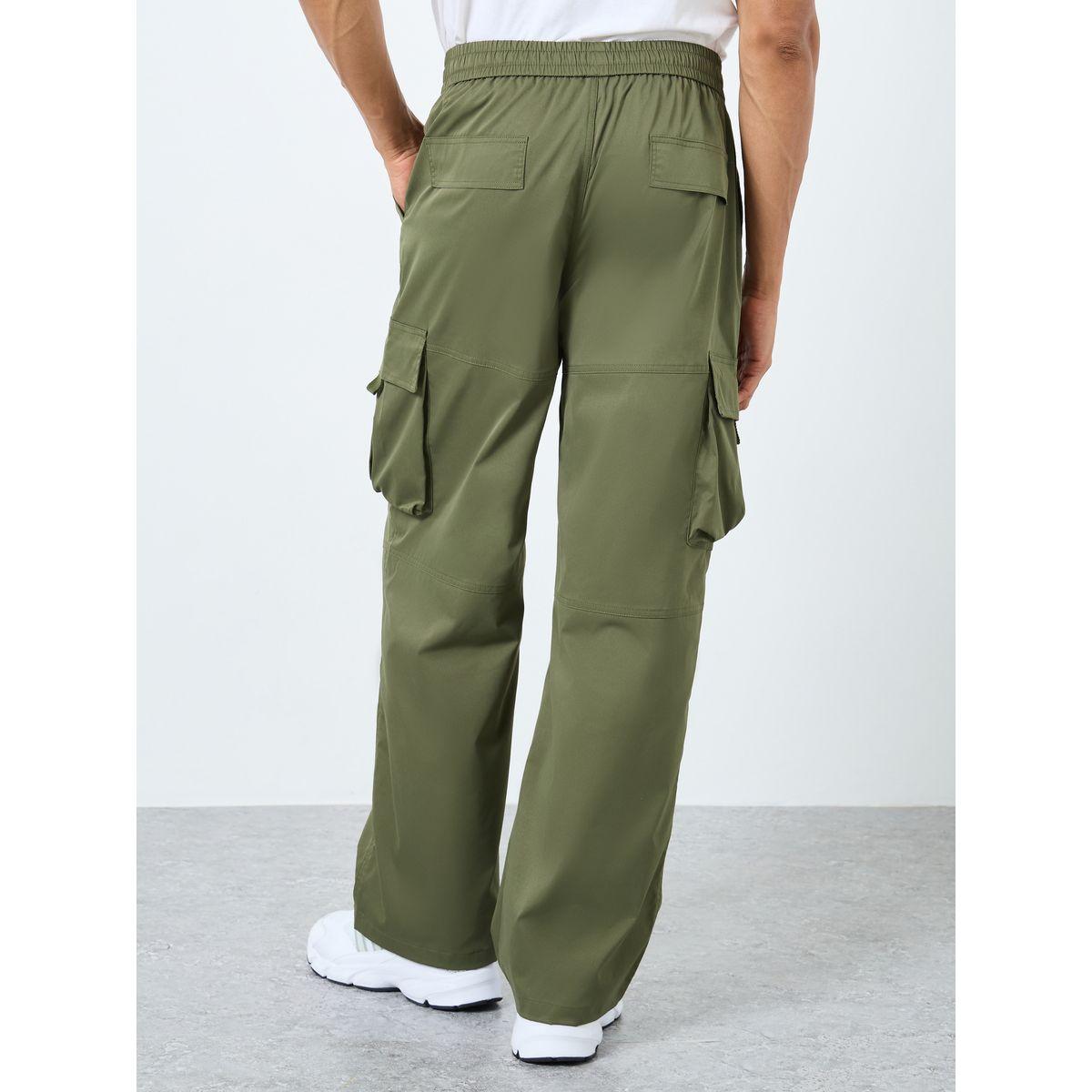 Styli Men Olive Woven Relaxed Fit Cargo Joggers-men-clothing-bottoms-joggers-image-4
