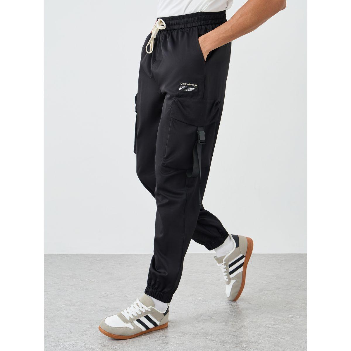Styli Woven Relaxed Fit Cargo Open Hem Joggers-men-clothing-bottoms-joggers-image-1