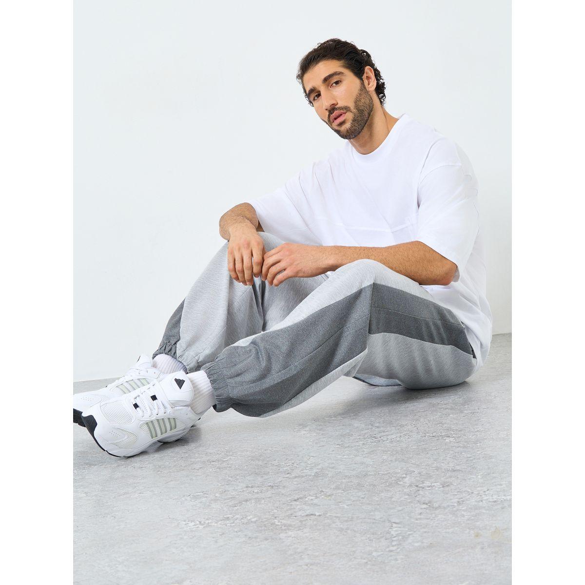 Styli Relaxed Fit Dual Tone Joggers with Drawcord-men-clothing-bottoms-joggers-image-1