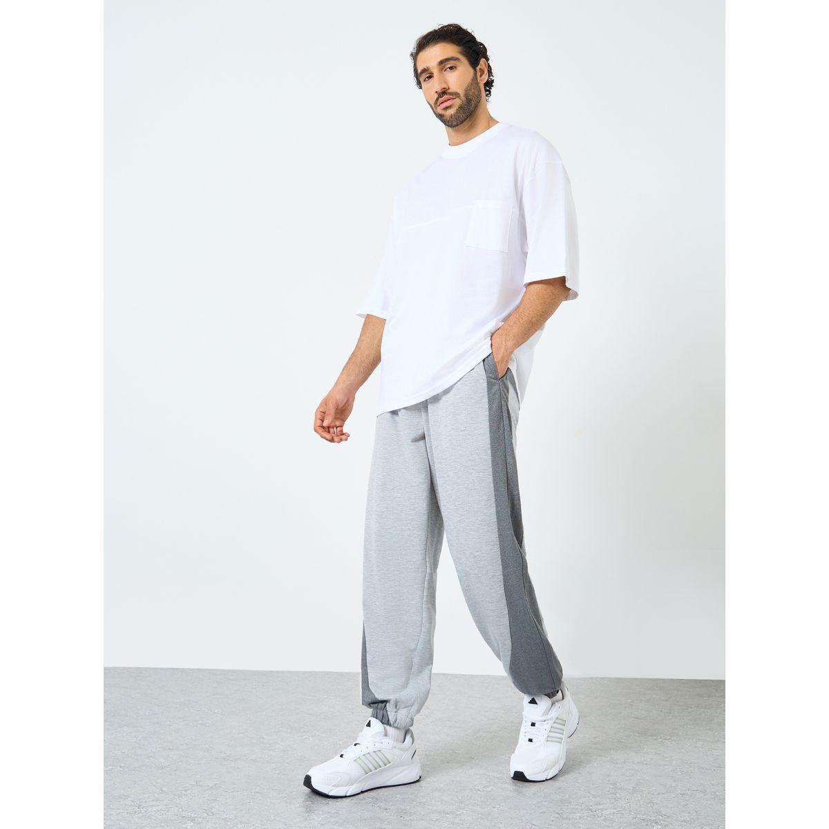 Styli Relaxed Fit Dual Tone Joggers with Drawcord-men-clothing-bottoms-joggers-image-2