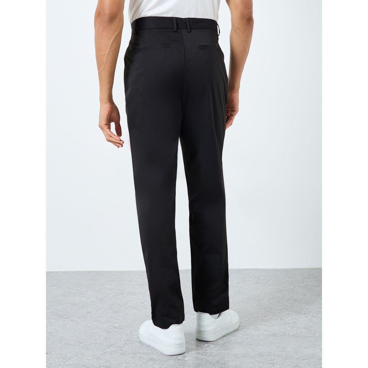 Styli Men Black Woven Slim Fit Pants-men-clothing-bottoms-trousersandchinos-trousers-image-4