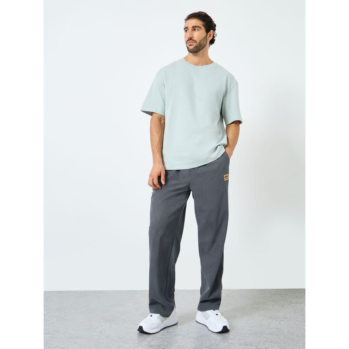 Styli Relaxed Fit Open Hem Joggers with Badge Detail and Contrast Drawcord-men-clothing-bottoms-joggers-image-2