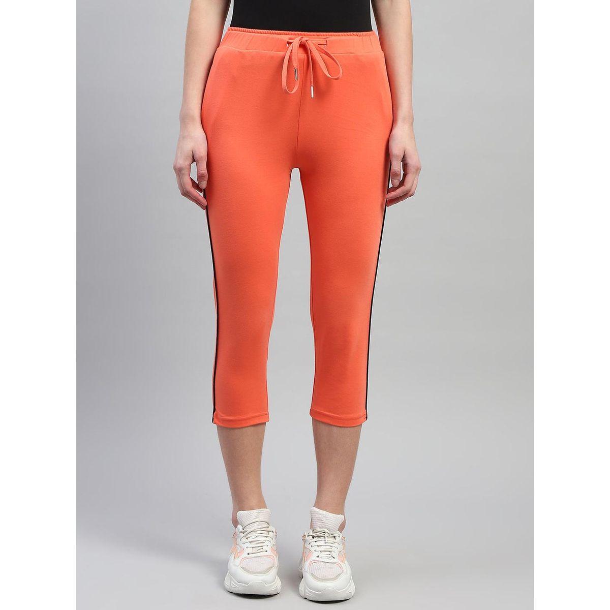 Monte Carlo Women Orange Solid Drawstring Waistband Regular Fit Capris-women-clothing-bottoms-shorts-image-1