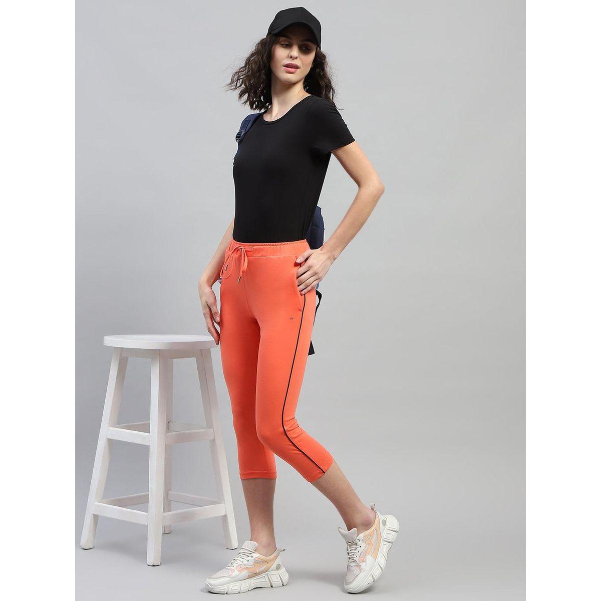 Monte Carlo Women Orange Solid Drawstring Waistband Regular Fit Capris-women-clothing-bottoms-shorts-image-5