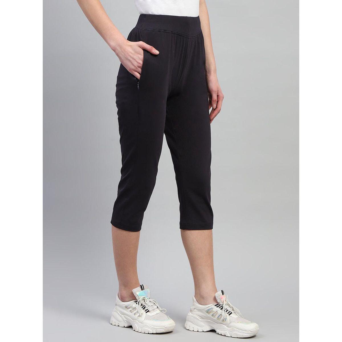 Monte Carlo Women Black Solid Elasticated Waistband Regular Fit Capri-women-clothing-bottoms-shorts-image-3