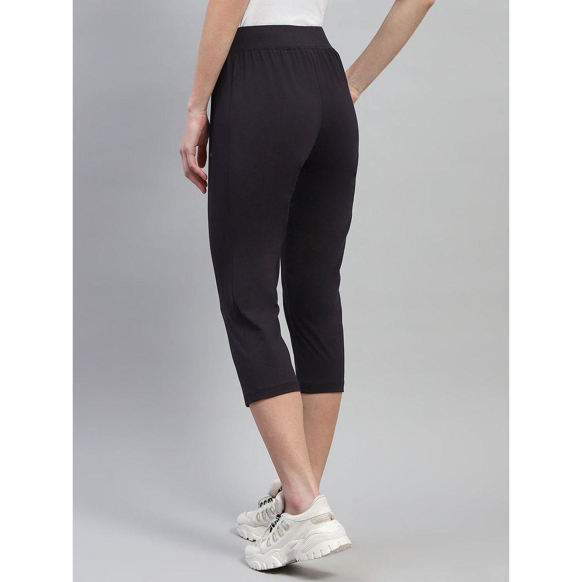 Monte Carlo Women Black Solid Elasticated Waistband Regular Fit Capri-women-clothing-bottoms-shorts-image-4