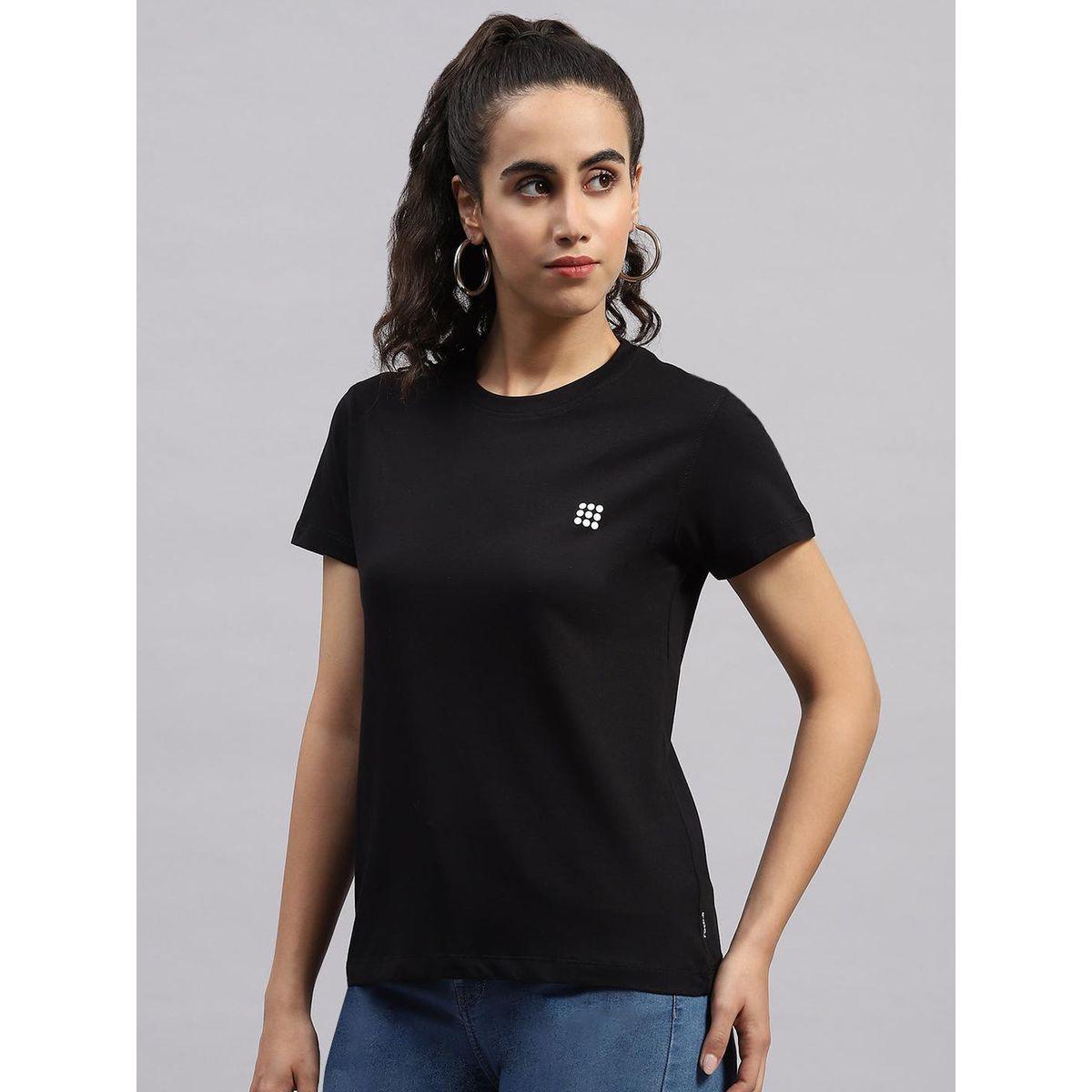Rock.it X Styli Women Black Solid Round Neck Short Sleeve Top-women-clothing-shirtsandblouses-blouses-image-2