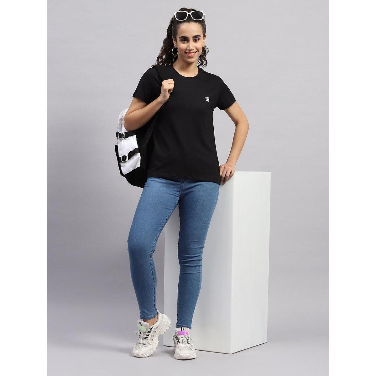 Rock.it X Styli Women Black Solid Round Neck Short Sleeve Top-women-clothing-shirtsandblouses-blouses-image-5
