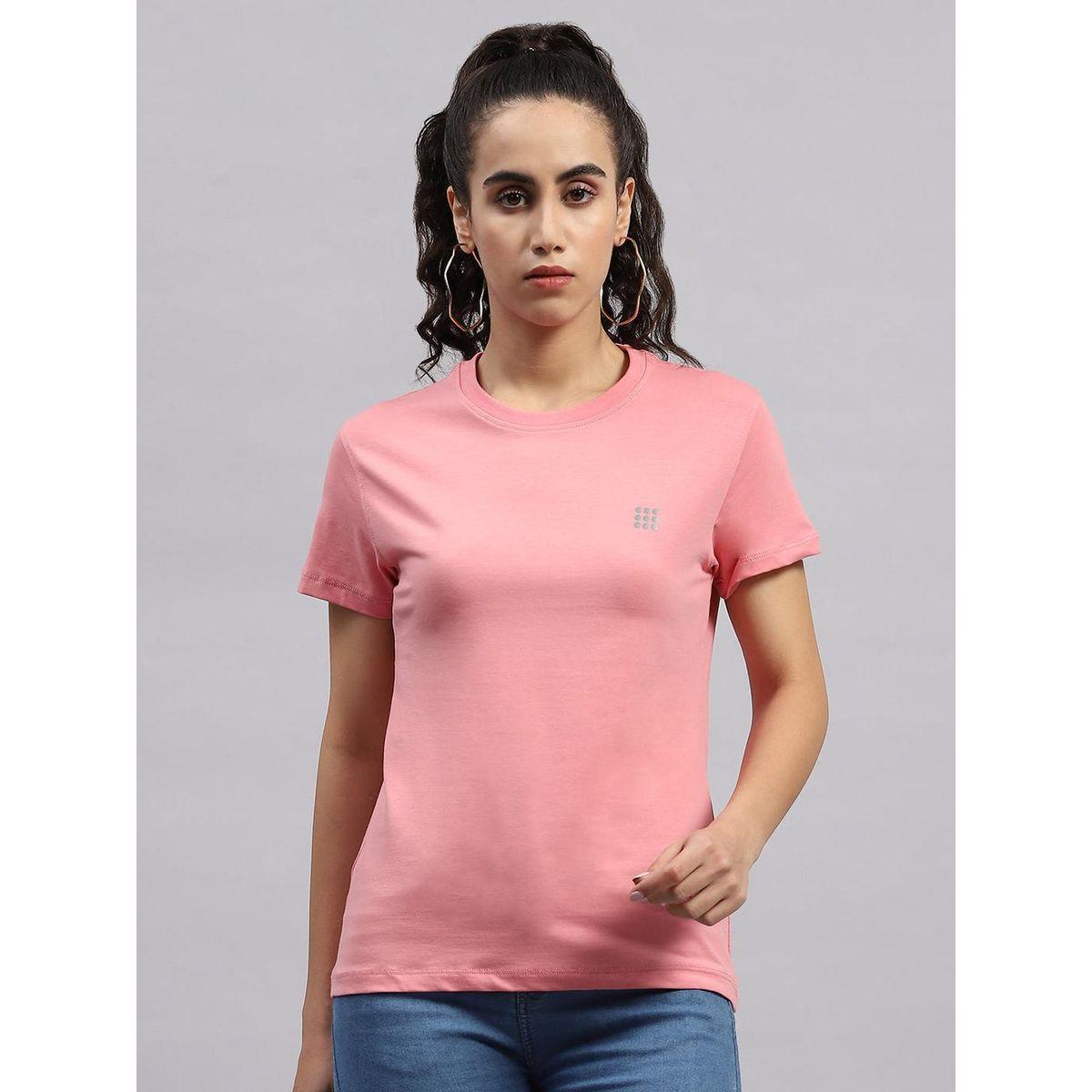 Rock.it X Styli Women Pink Solid Round Neck Short Sleeve Top-women-clothing-tshirts-image-1
