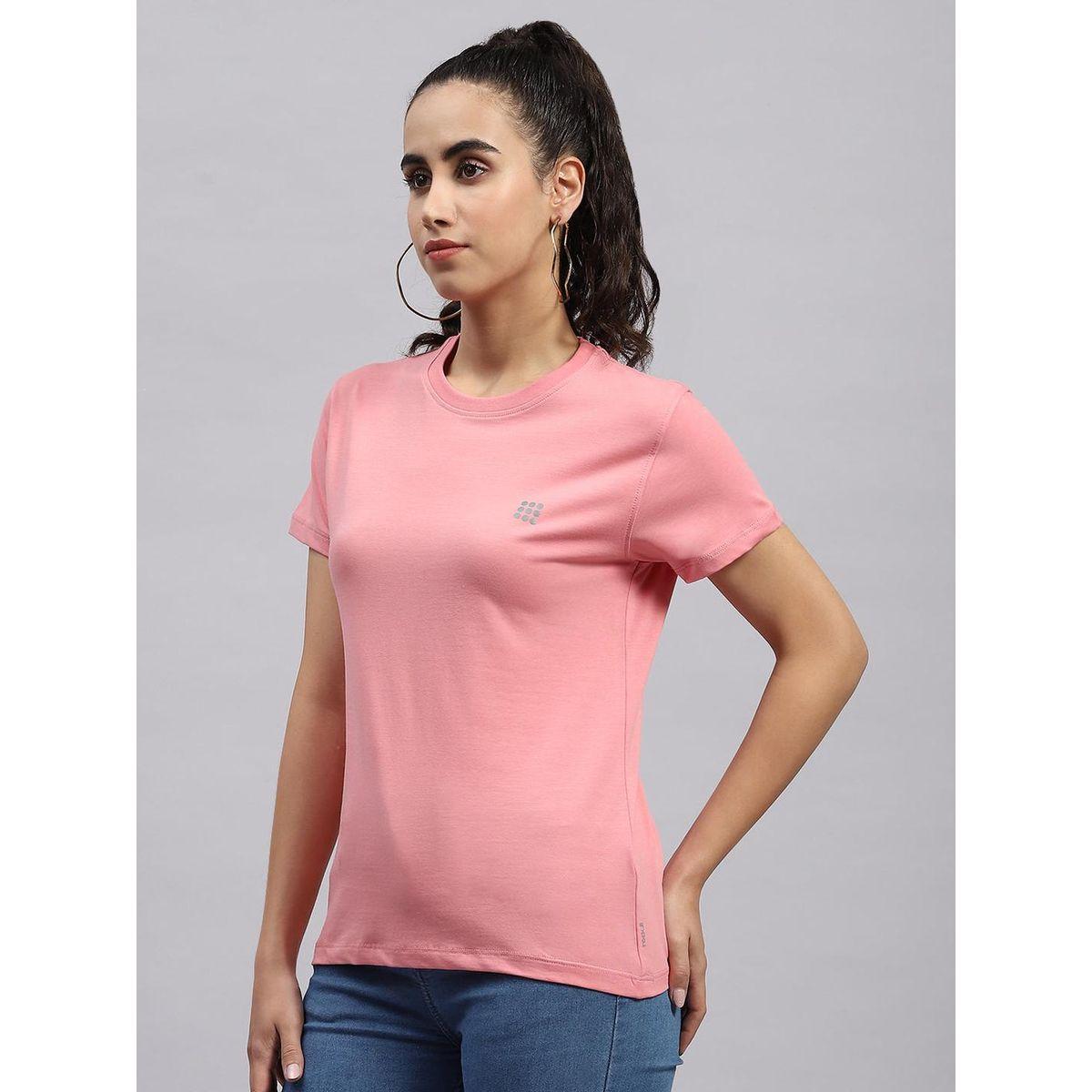 Rock.it X Styli Women Pink Solid Round Neck Short Sleeve Top-women-clothing-tshirts-image-2