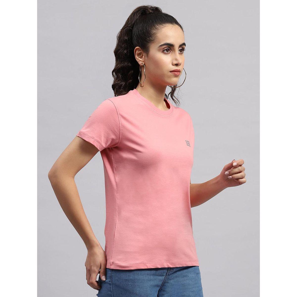 Rock.it X Styli Women Pink Solid Round Neck Short Sleeve Top-women-clothing-tshirts-image-3