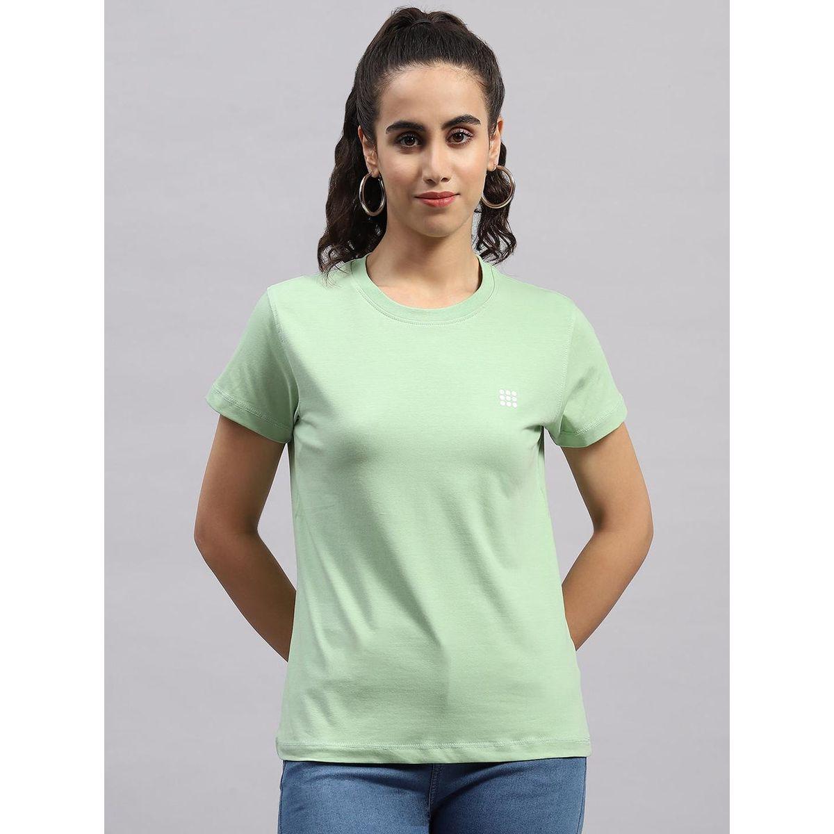 Rock.it X Styli Women Green Solid Round Neck Short Sleeve Top-women-clothing-tshirts-image-1
