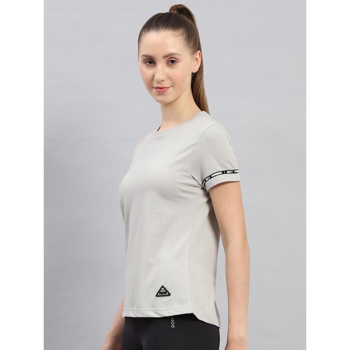 Rock.it X Styli Women Grey Solid Round Neck Short Sleeve Top-women-clothing-tshirts-image-2