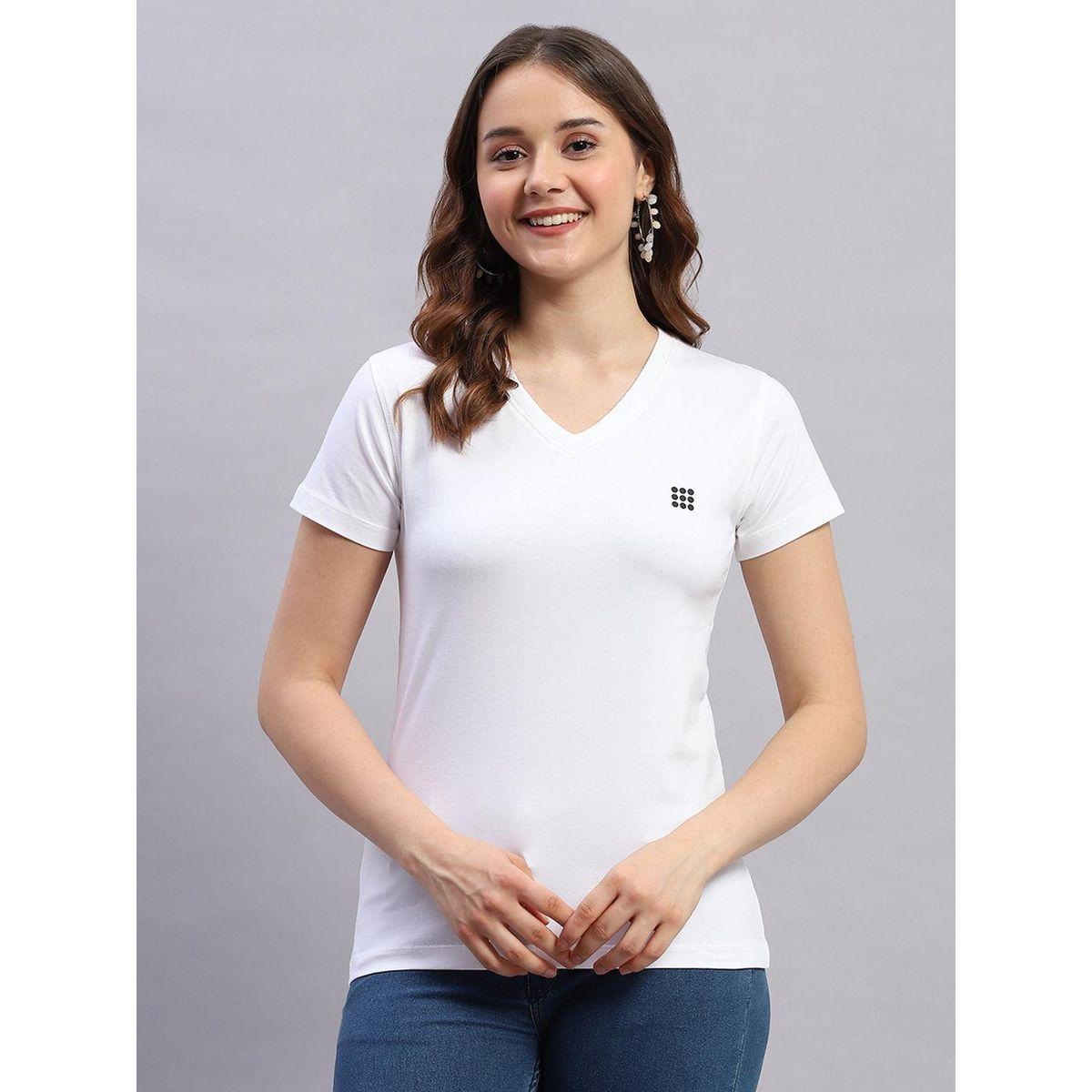 بلوزة سادة كاجوال بأكمام قصيرة-women-clothing-tshirts-image-1