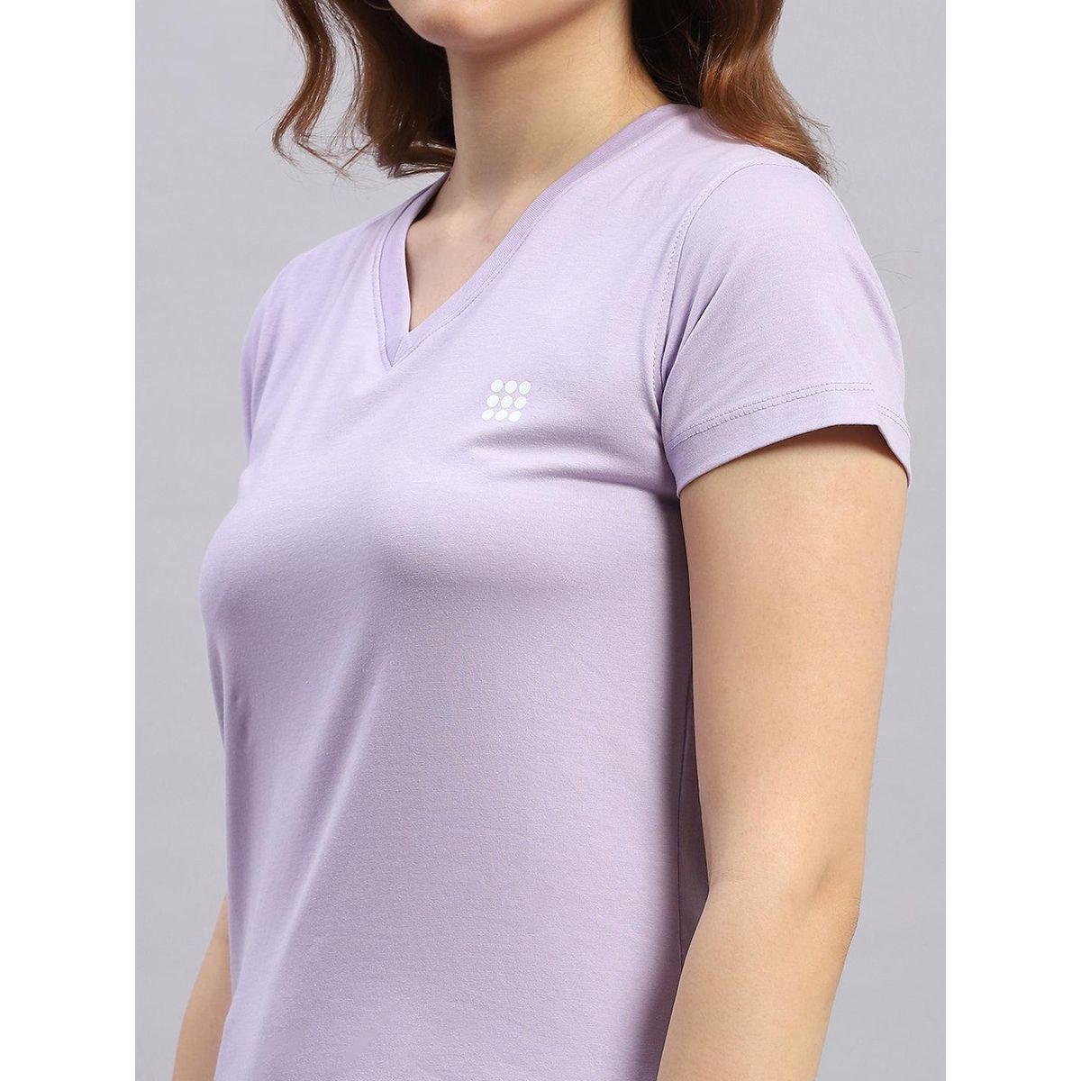 Rock.it X Styli Women Lavender Solid V Neck Short Sleeve Top-women-clothing-tshirts-image-6
