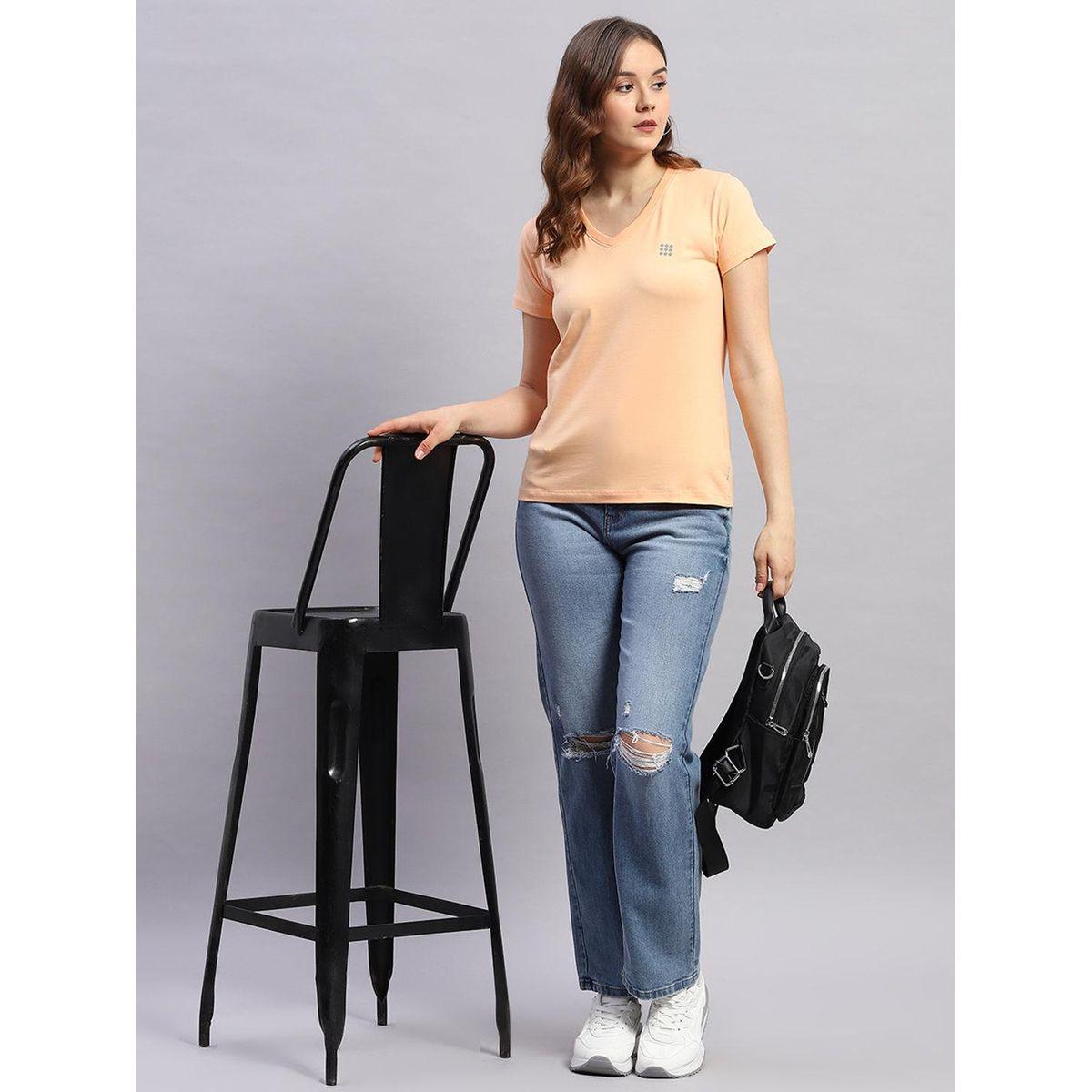 بلوزة سادة بأكمام قصيرة-women-clothing-tshirts-image-5