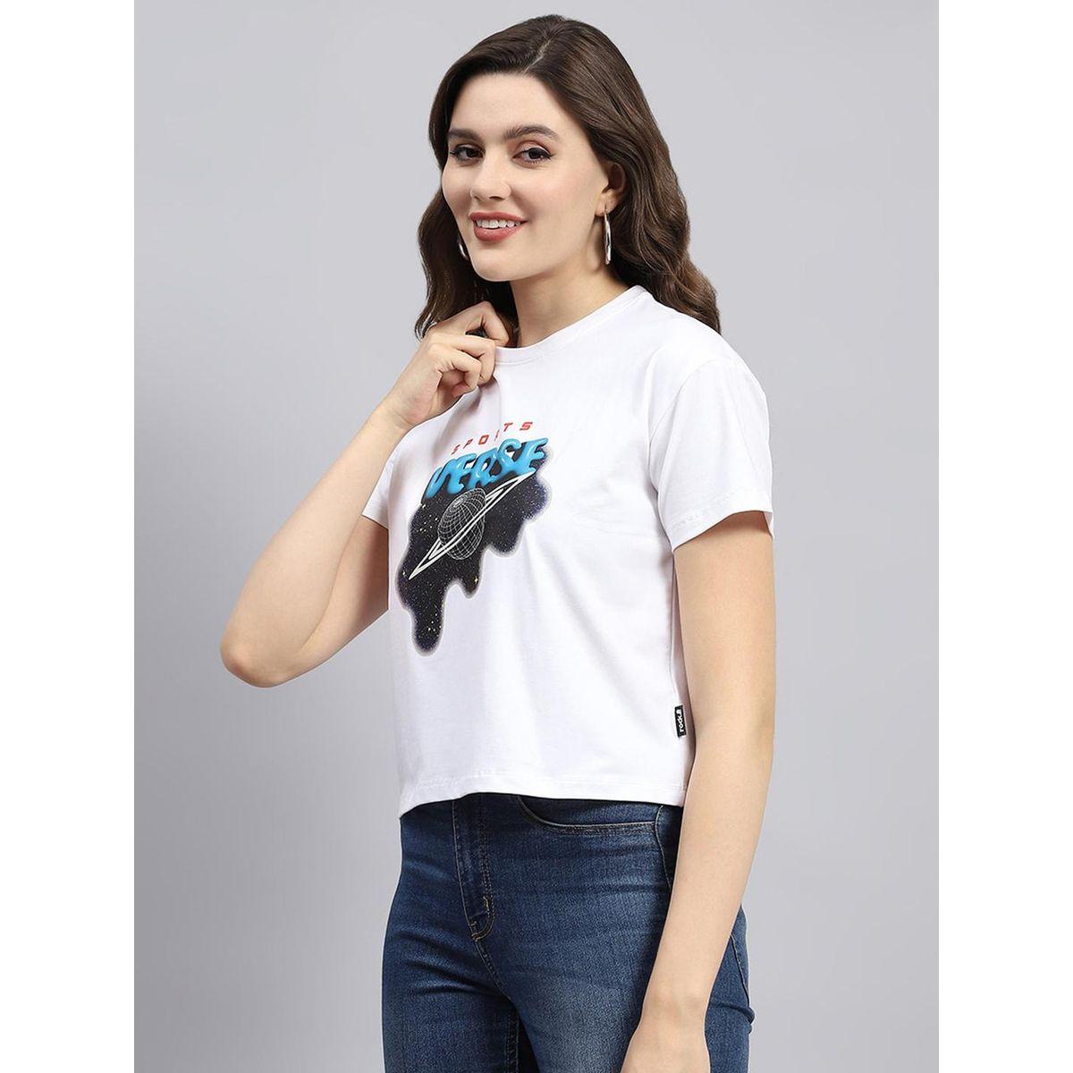 بلوزة بياقة دائرية وطبعة جرافيك-women-clothing-tshirts-image-2