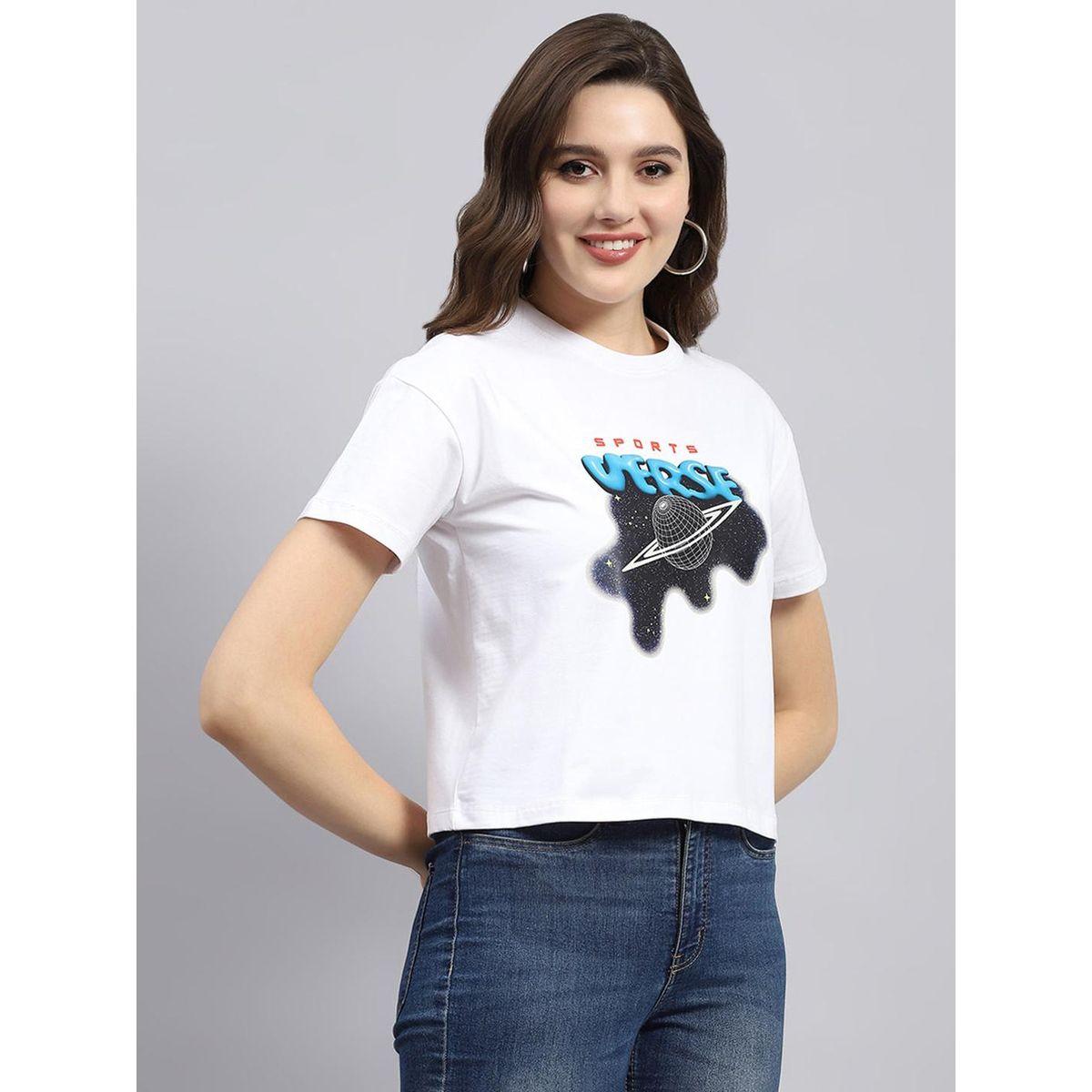 بلوزة بياقة دائرية وطبعة جرافيك-women-clothing-tshirts-image-3