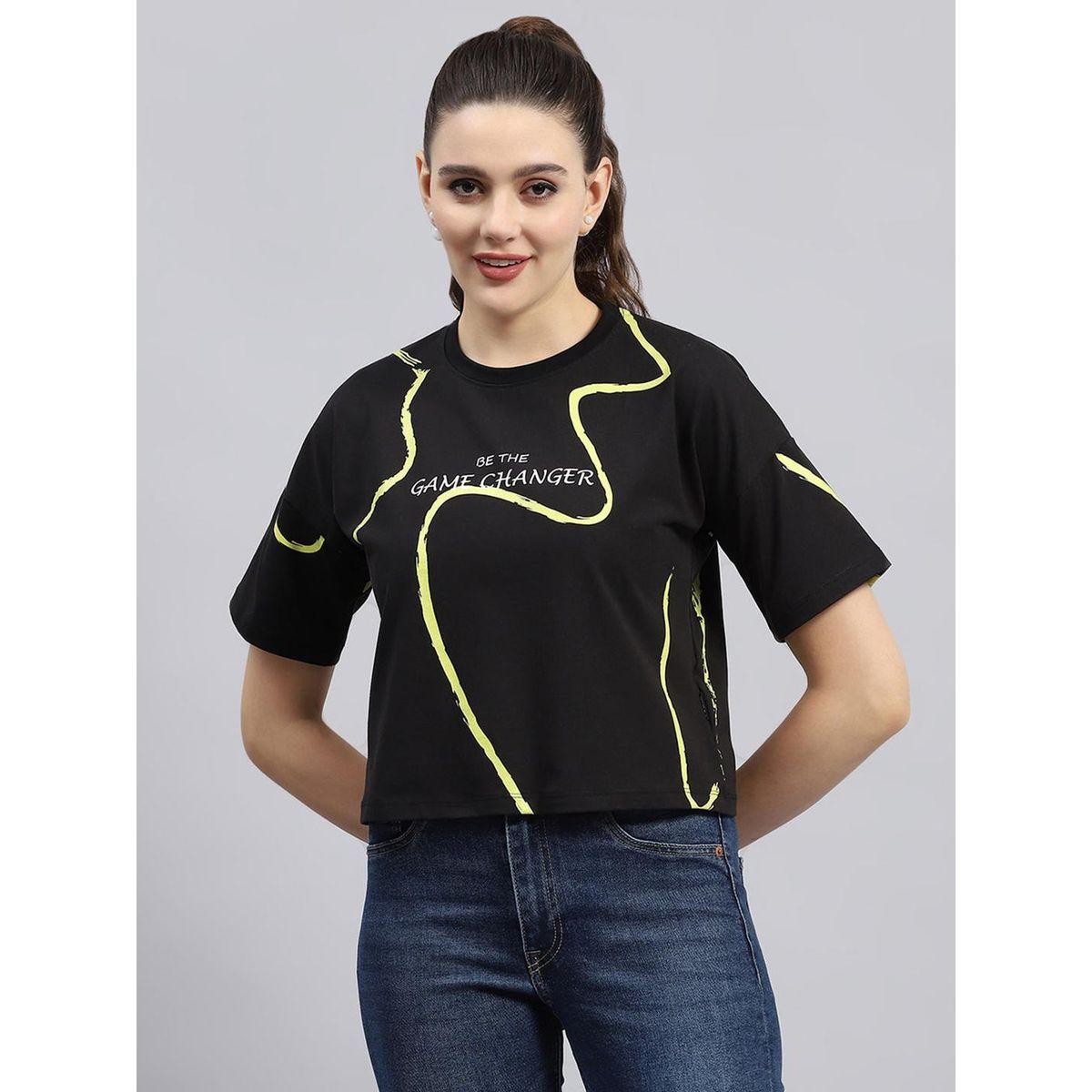 Rock.it X Styli Women Black Slogan Printed Short Sleeve Top-women-clothing-shirtsandblouses-blouses-image-1