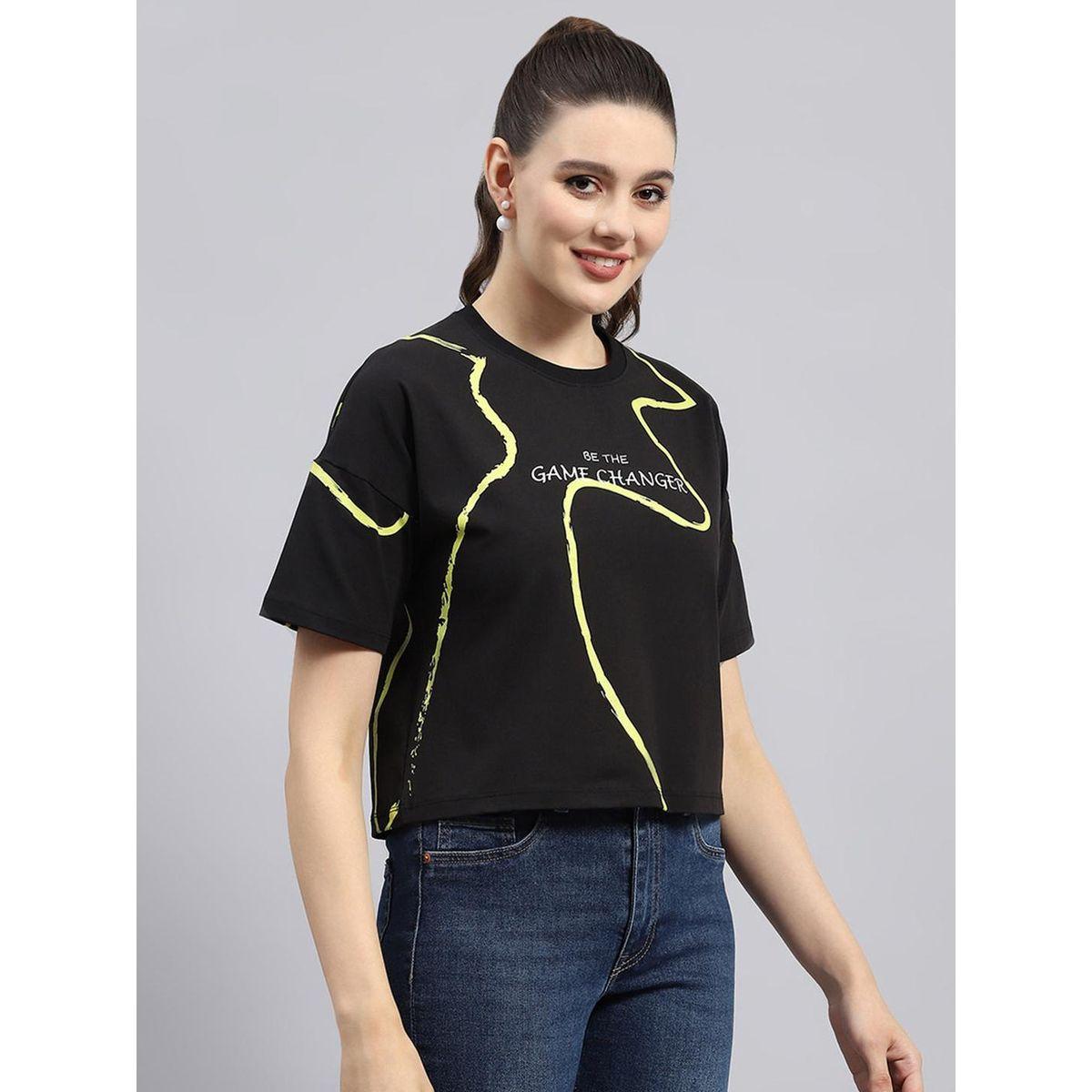 Rock.it X Styli Women Black Slogan Printed Short Sleeve Top-women-clothing-shirtsandblouses-blouses-image-3