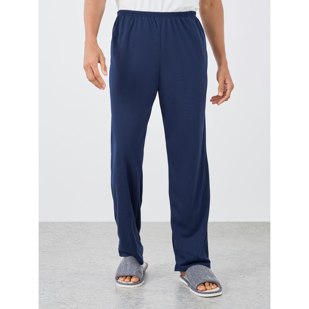 Styli Navy Blue Solid Pyjama with Elastic Waist-men-clothing-nightwear-pyjamaandshorts-image-1