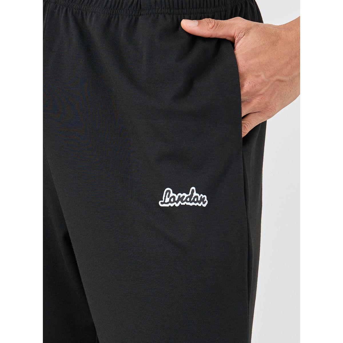 Styli Black Slogan Print Pyjama with Elastic Waist-men-clothing-nightwear-pyjamaandshorts-image-3