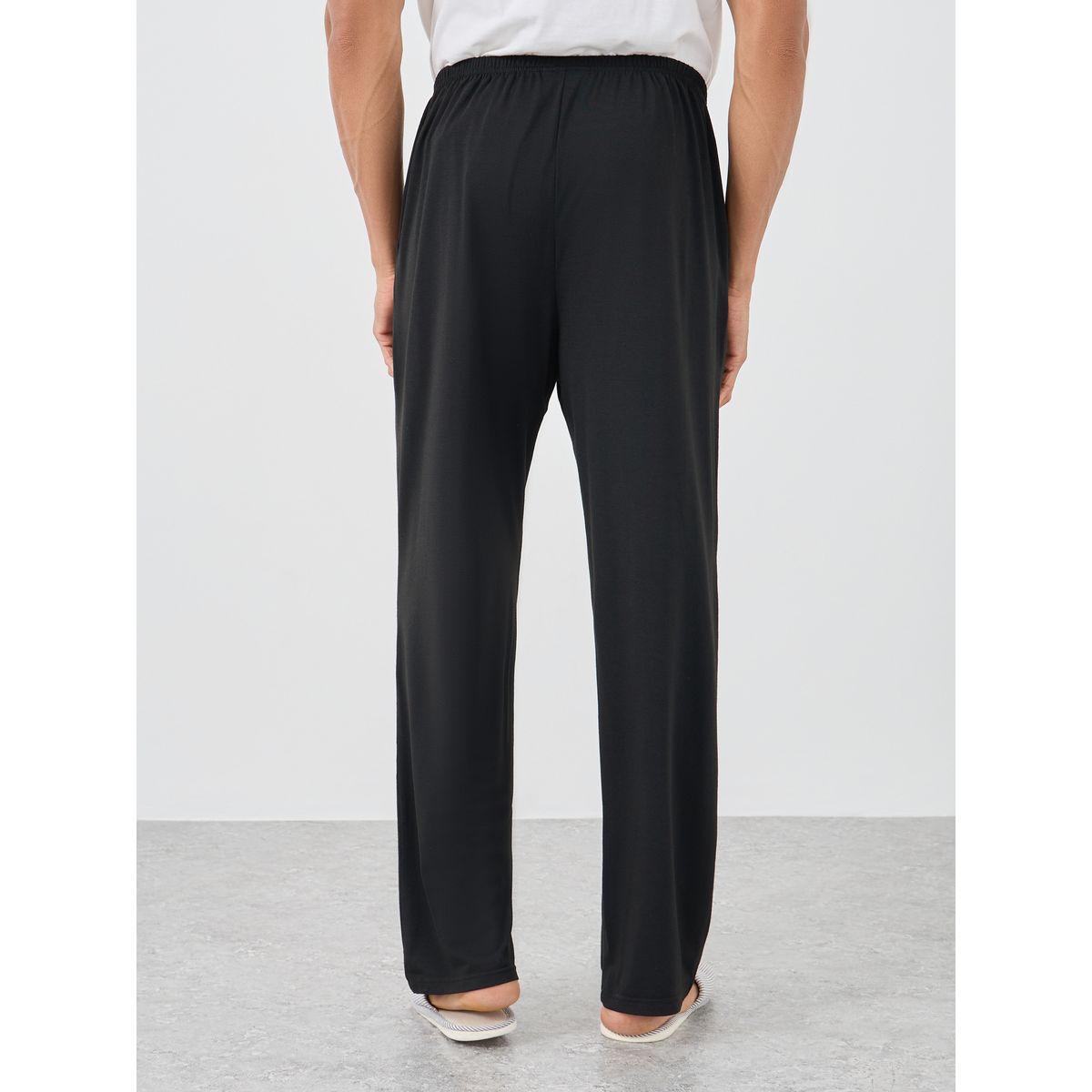 Styli Black Slogan Print Pyjama with Elastic Waist-men-clothing-nightwear-pyjamaandshorts-image-4