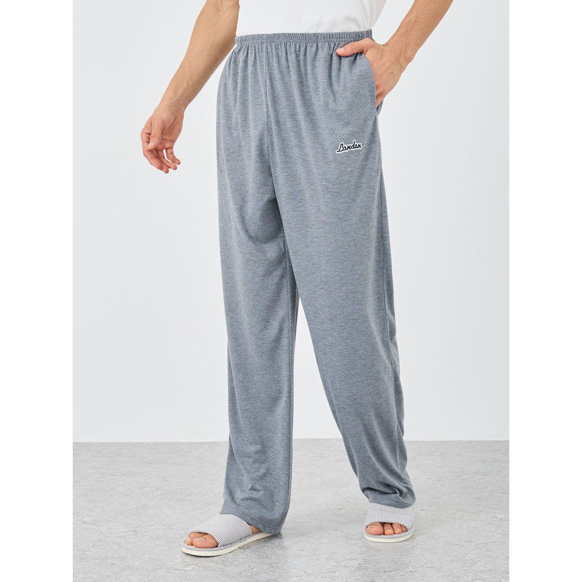 Styli Grey Slogan Print Pyjama with Elastic Waist-men-clothing-nightwear-pyjamaandshorts-image-1