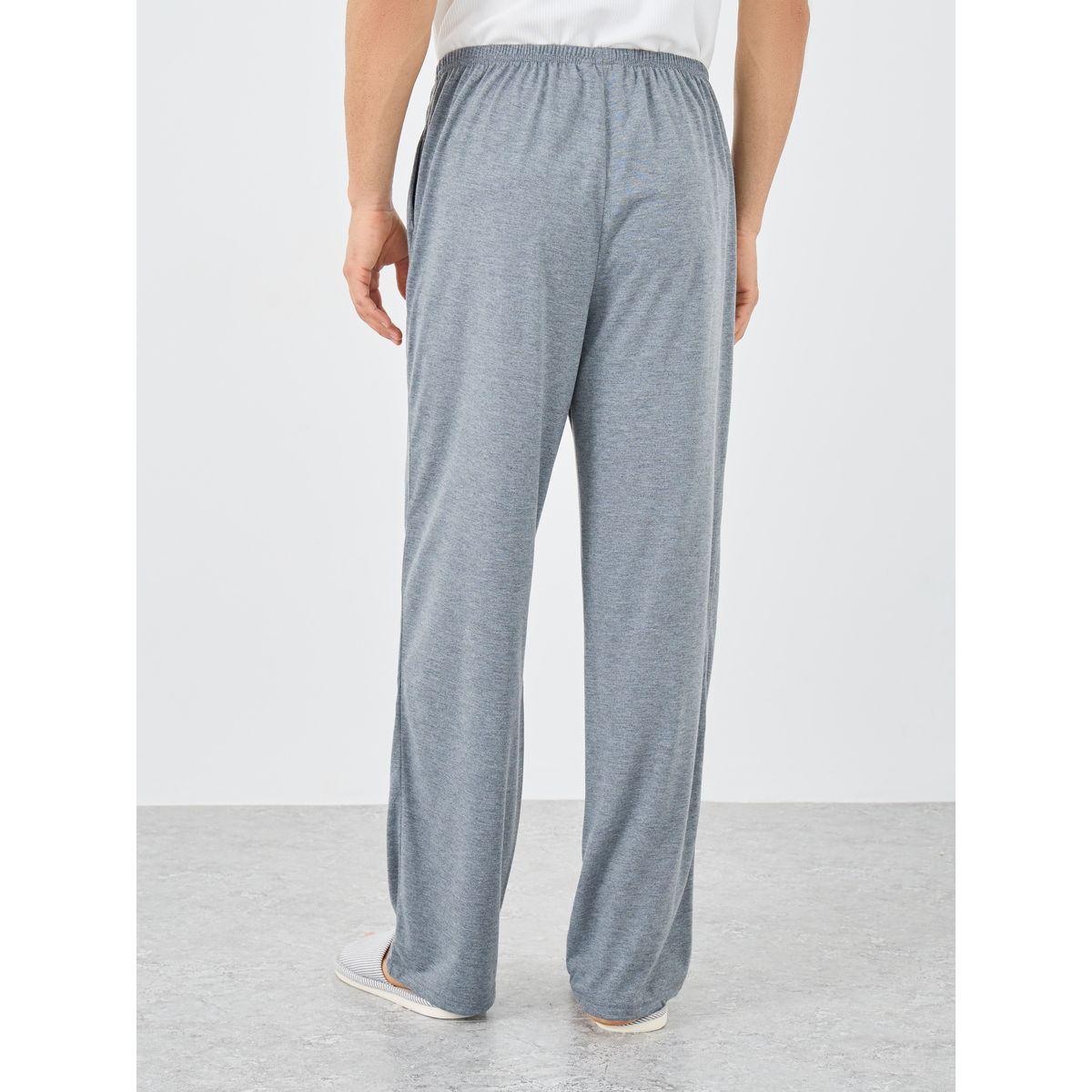 Styli Grey Slogan Print Pyjama with Elastic Waist-men-clothing-nightwear-pyjamaandshorts-image-4