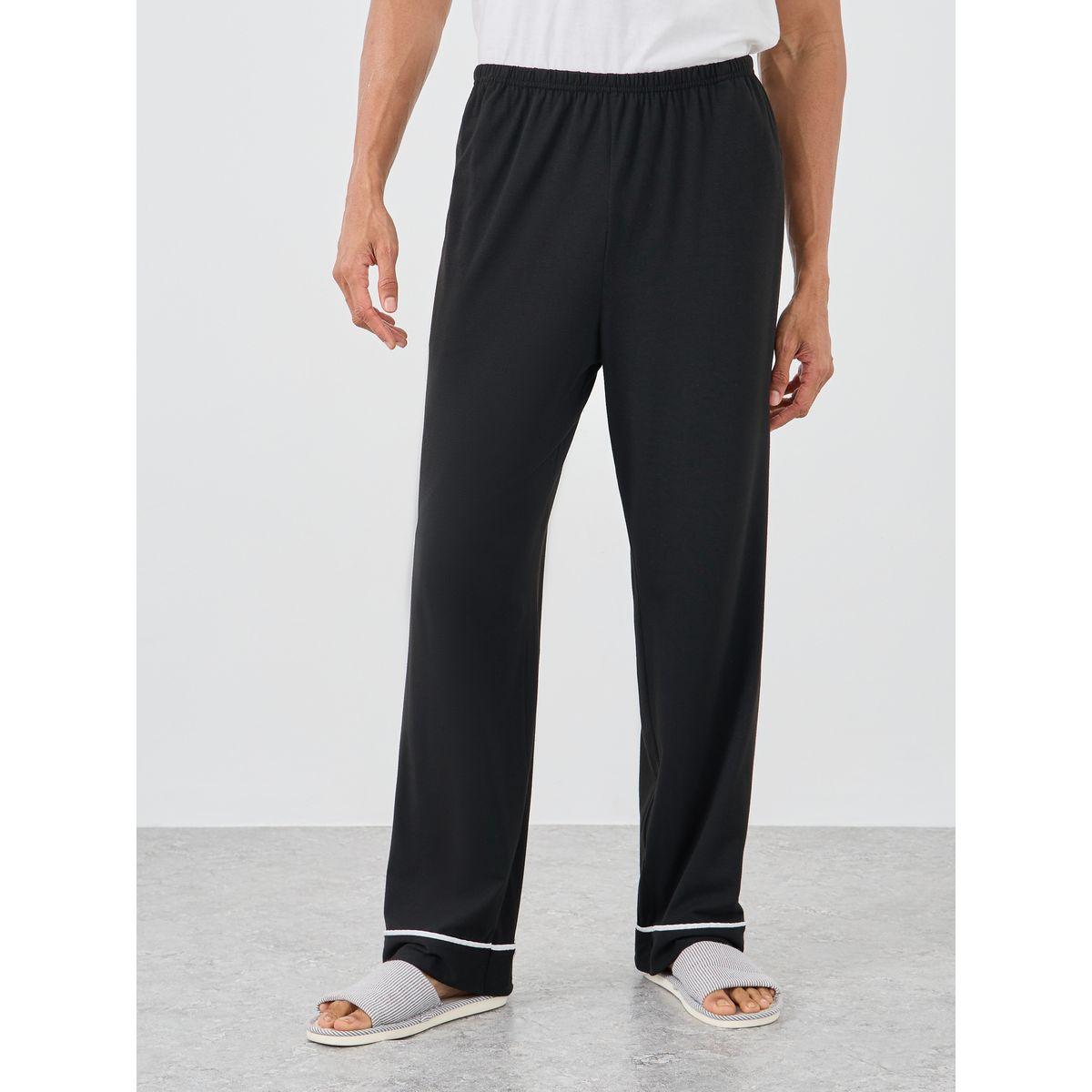 Styli Black Solid Pyjama with Contrast Piping Detail-men-clothing-nightwear-pyjamaandshorts-image-1
