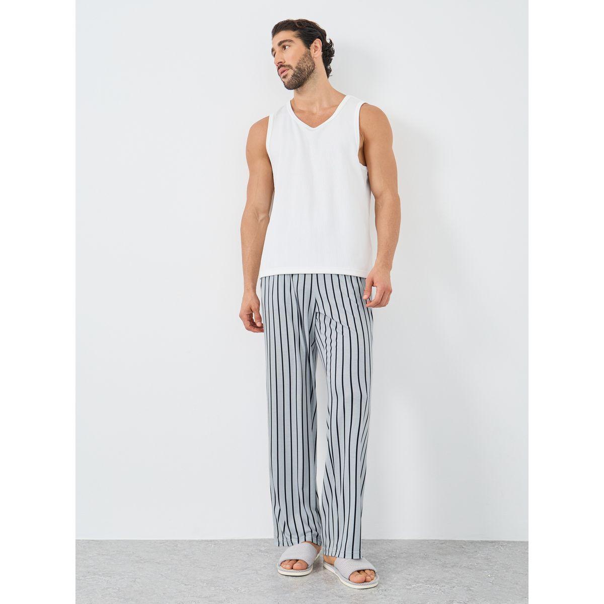 Styli Grey Striped Pyjama with Elastic Waist-men-clothing-nightwear-pyjamaandshorts-image-2