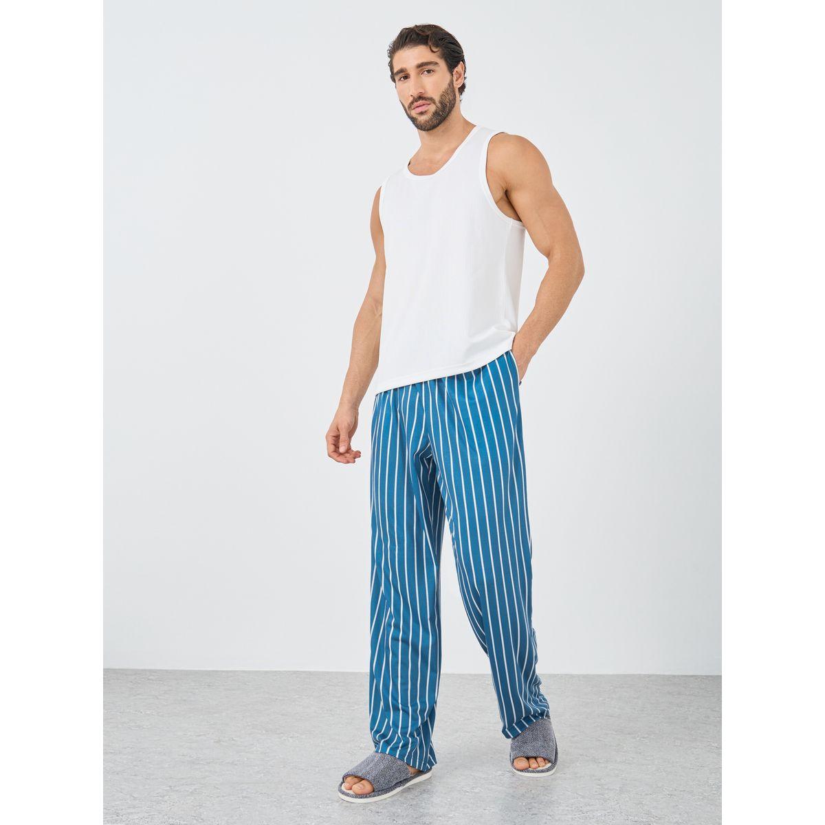 بنطال بيجاما مخطط بخصر مطاطي-men-clothing-nightwear-pyjamaandshorts-image-2