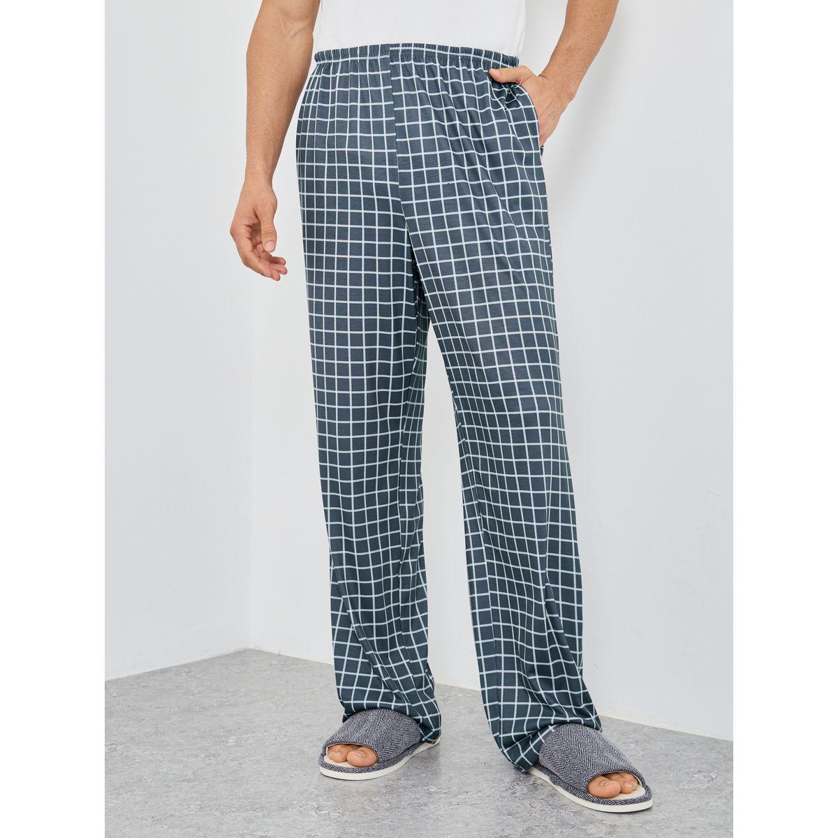 Styli Charcoal Checkered Pyjama with Elastic Waist-men-clothing-nightwear-pyjamaandshorts-image-1