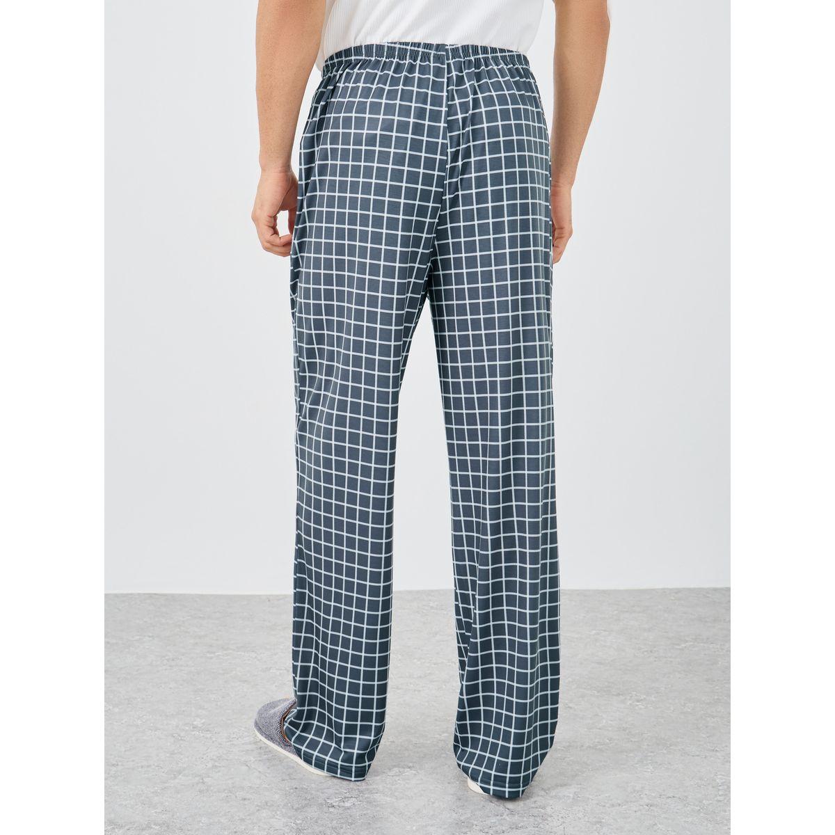 Styli Charcoal Checkered Pyjama with Elastic Waist-men-clothing-nightwear-pyjamaandshorts-image-4