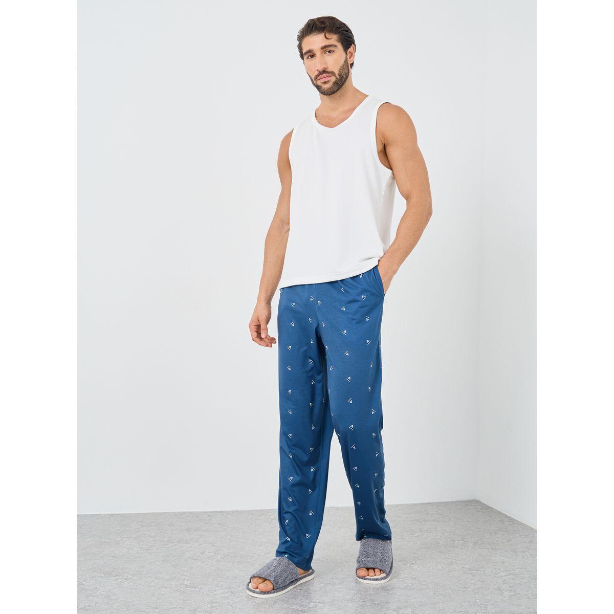 Styli Ditsy Print Open Hem Elasticated Waistband Pyjama-men-clothing-nightwear-pyjamaandshorts-image-2