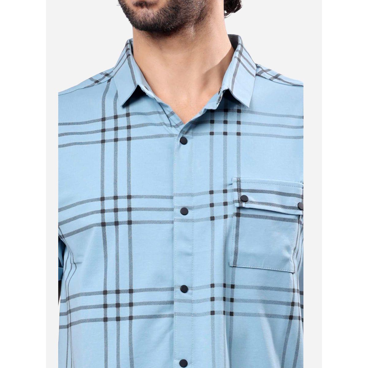 قميص بطبعة مربعات وأكمام قصيرة-men-clothing-shirts-image-6