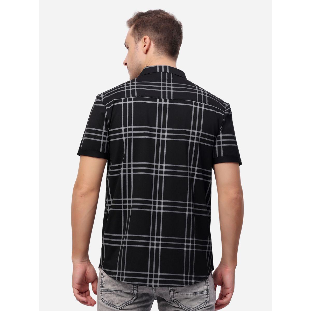 قميص مطبع بنمط مربعات مع أكمام قصيرة-men-clothing-shirts-image-4