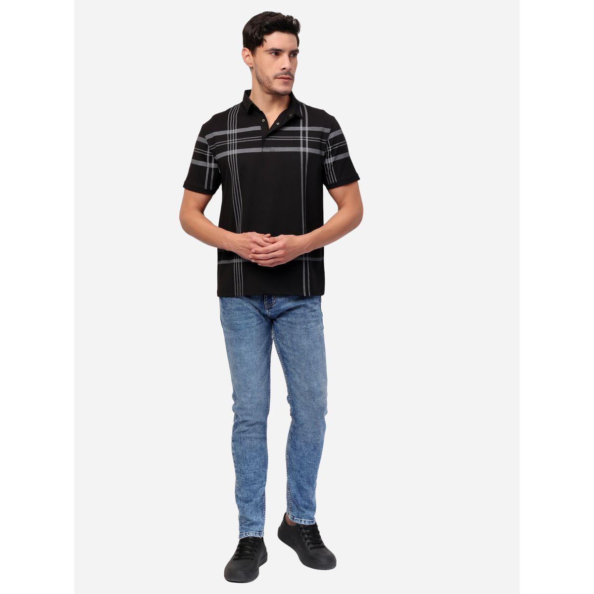 تيشيرت بولو بنمط مربعات وأكمام قصيرة-men-clothing-tshirtsandpolos-tshirts-image-2