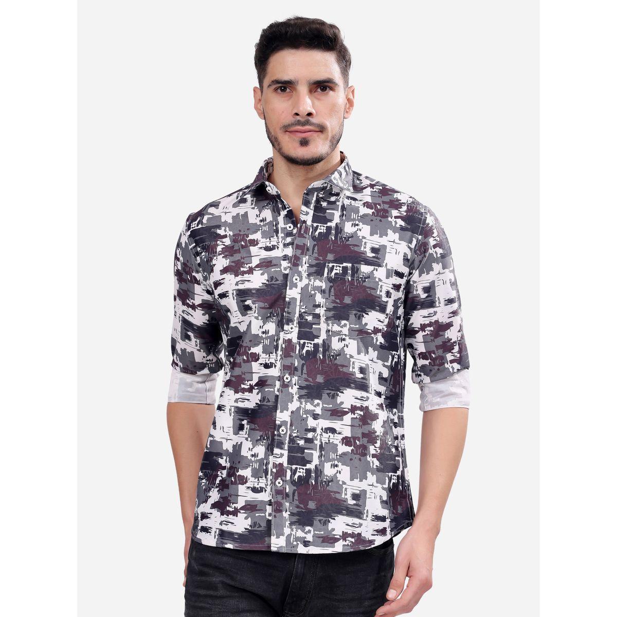 Stylox Abstract Printed Long Sleeve Regular Fit Shirt with Pocket-men-clothing-shirts-image-1
