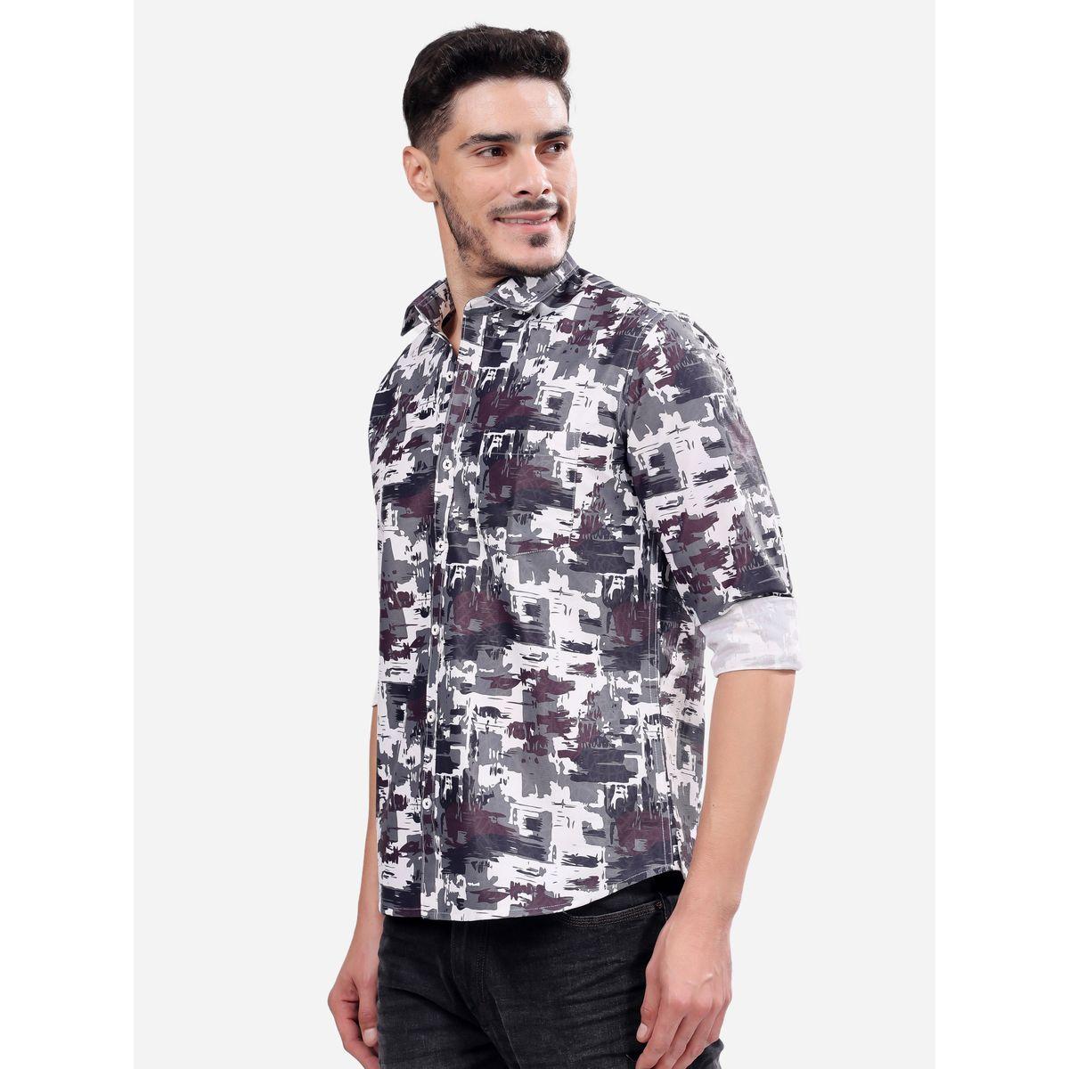 Stylox Abstract Printed Long Sleeve Regular Fit Shirt with Pocket-men-clothing-shirts-image-2