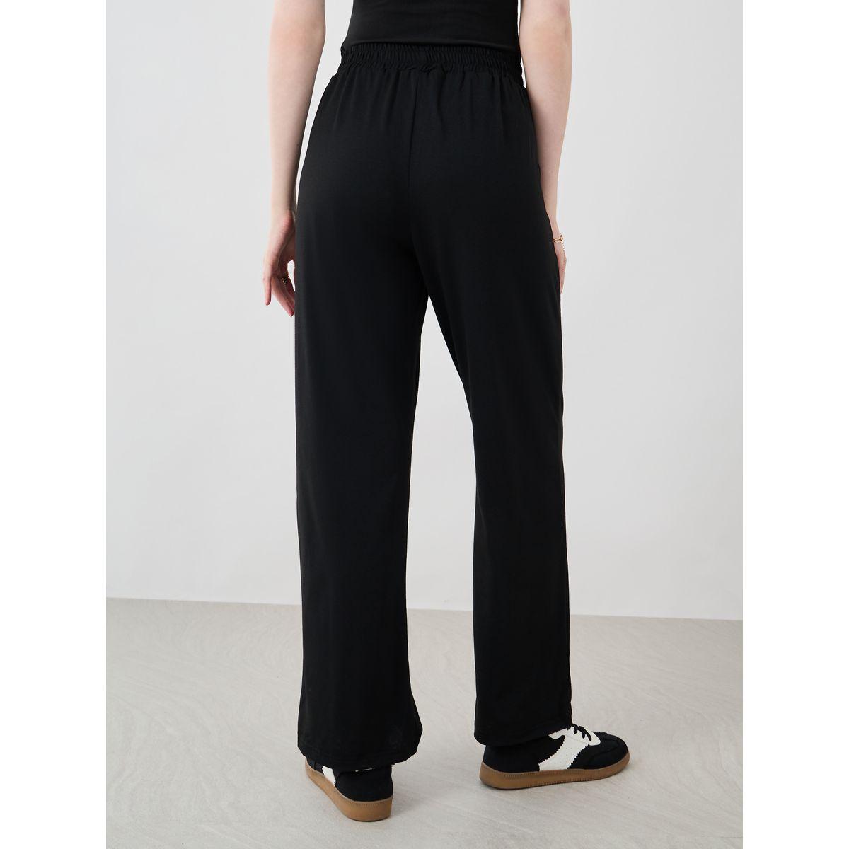 Styli Women Black Bow Tie Embroidered Drawstring Waist Joggers-women-clothing-bottoms-joggers-image-4
