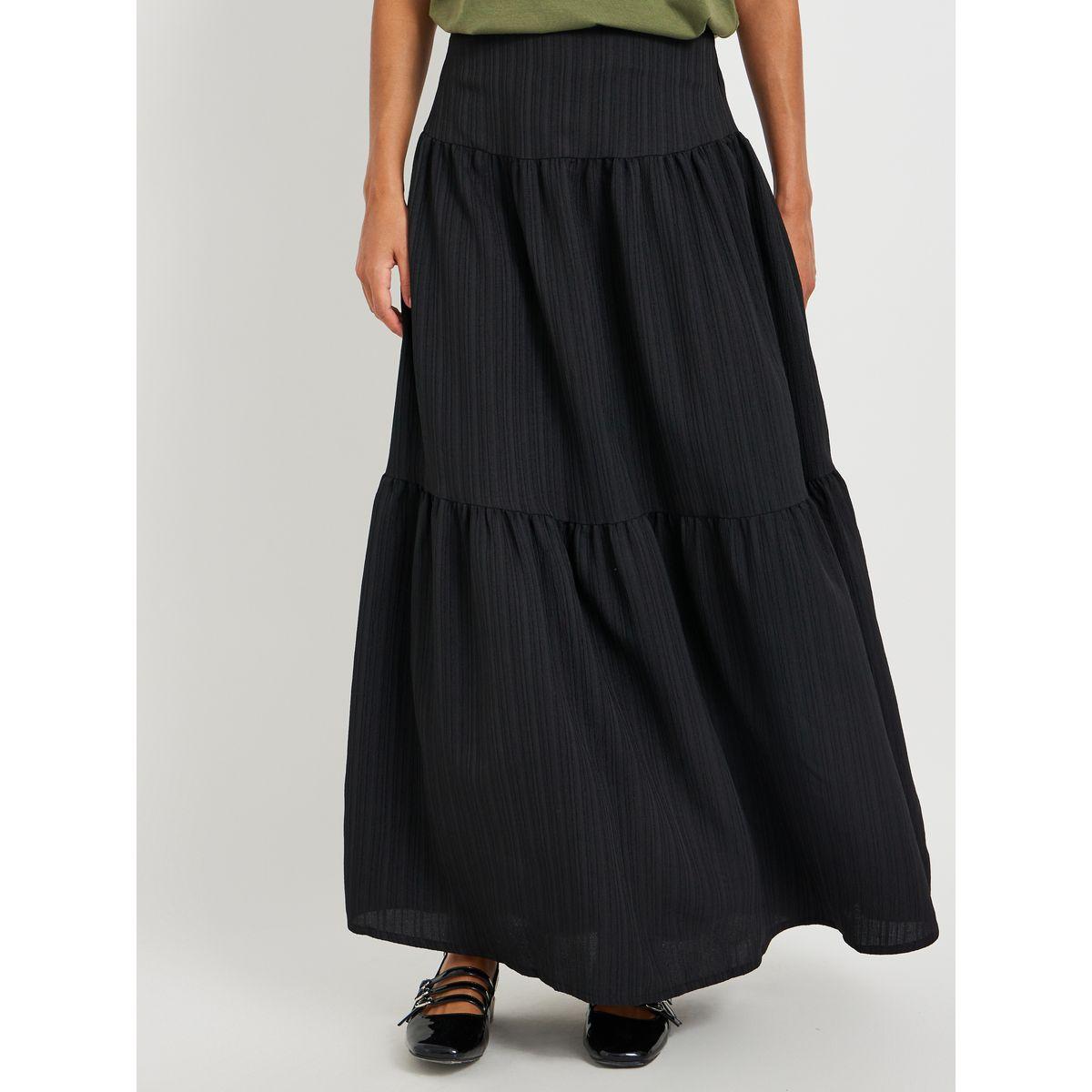 Styli Textured High Rise Tiered Maxi Skirt-women-clothing-bottoms-skirts-image-2