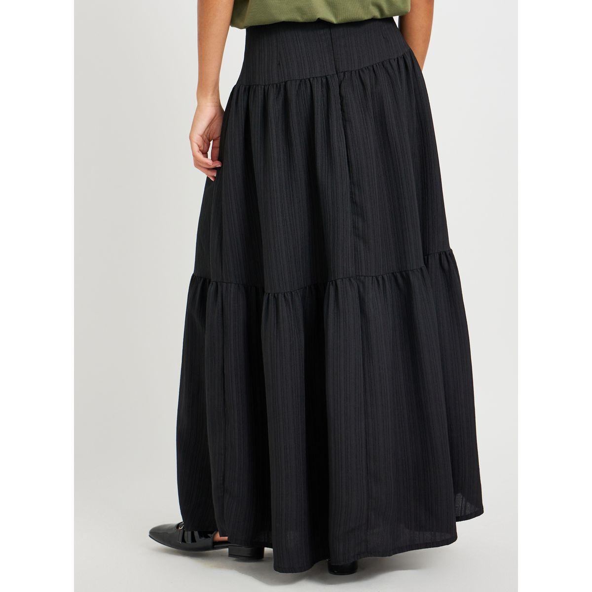 Styli Textured High Rise Tiered Maxi Skirt-women-clothing-bottoms-skirts-image-4